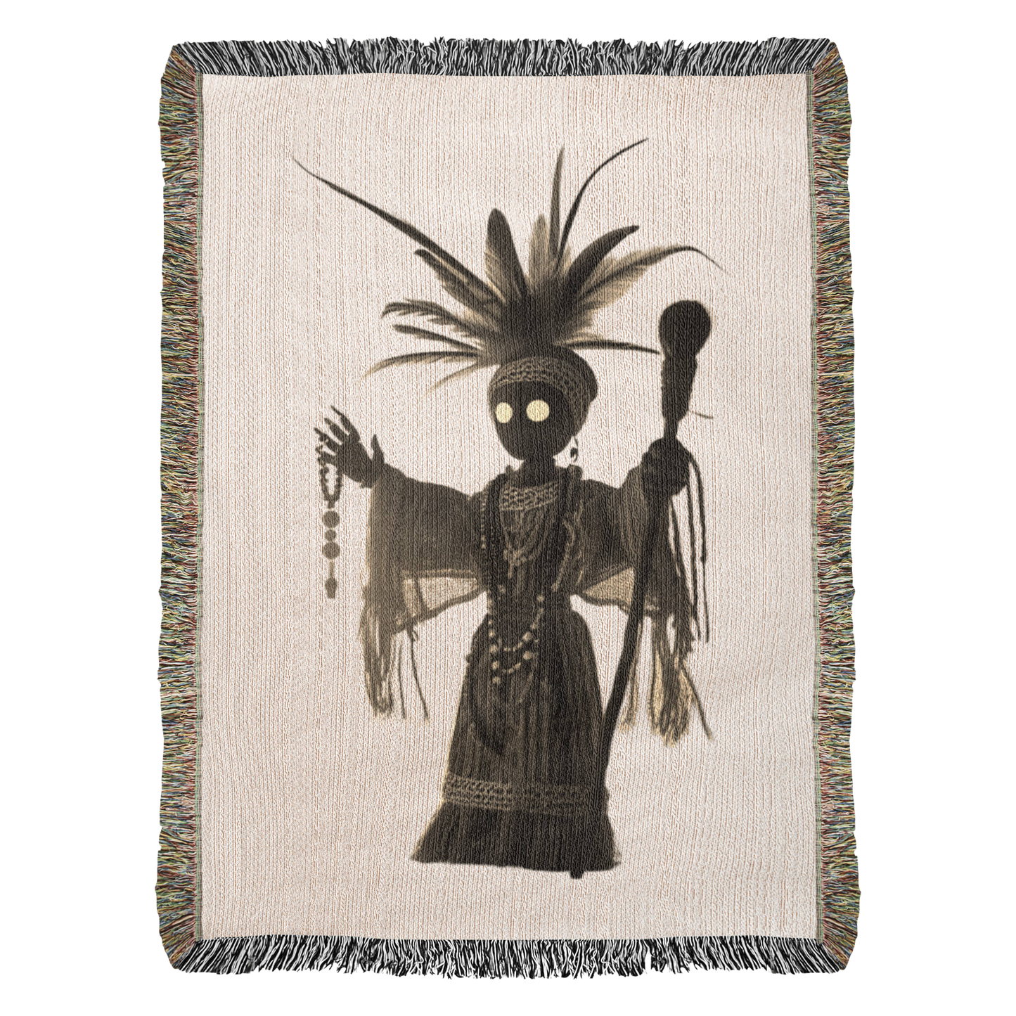 Voodoo Priestess Woven Tapestry Throw Blanket – 37×52 Gothic Wall Art