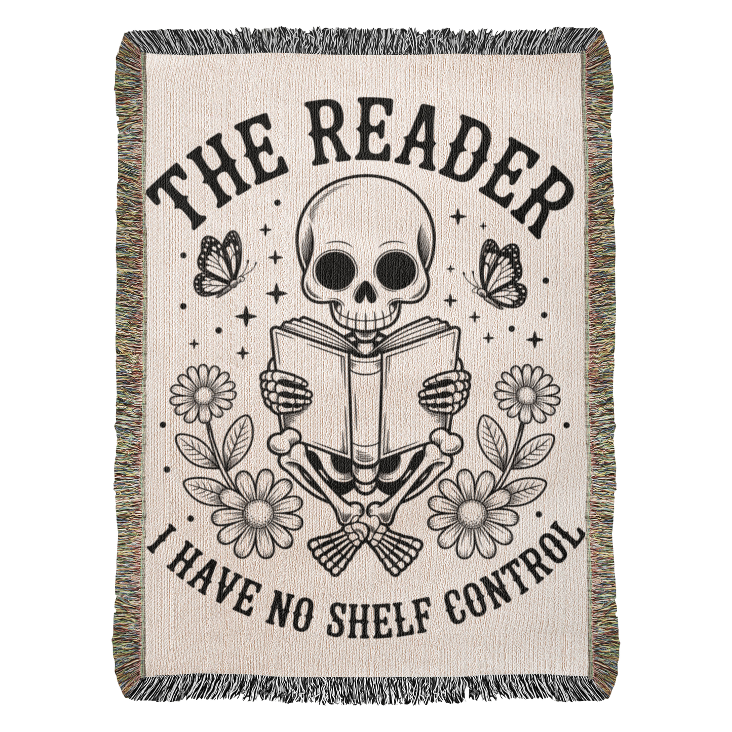 The Reader – I Have No Shelf Control Gothic Skeleton Woven Tapestry Throw Blanket