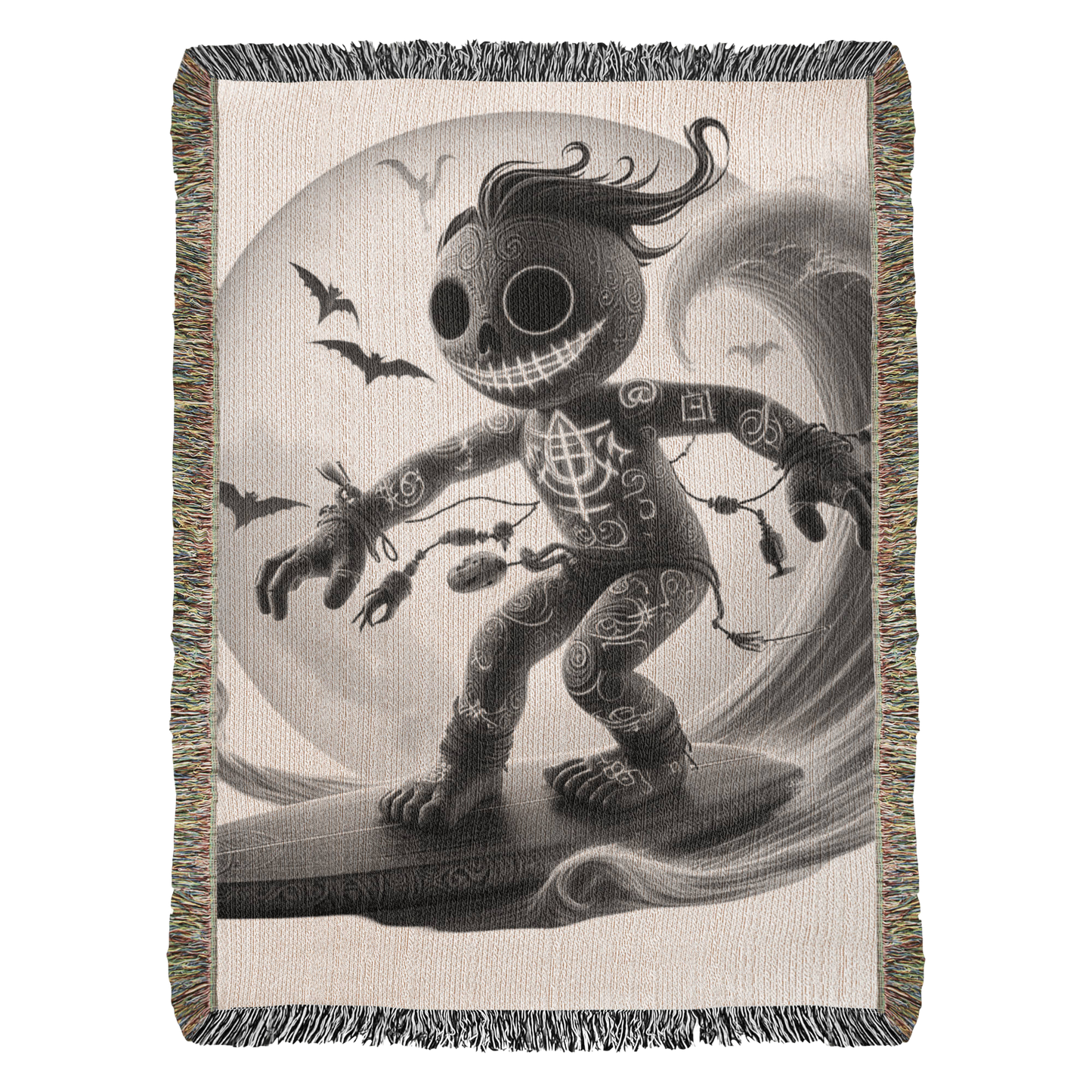 Voodoo Spirit Dancer Woven Tapestry Throw | Gothic Occult Wall Art Blanket — 37" × 52"