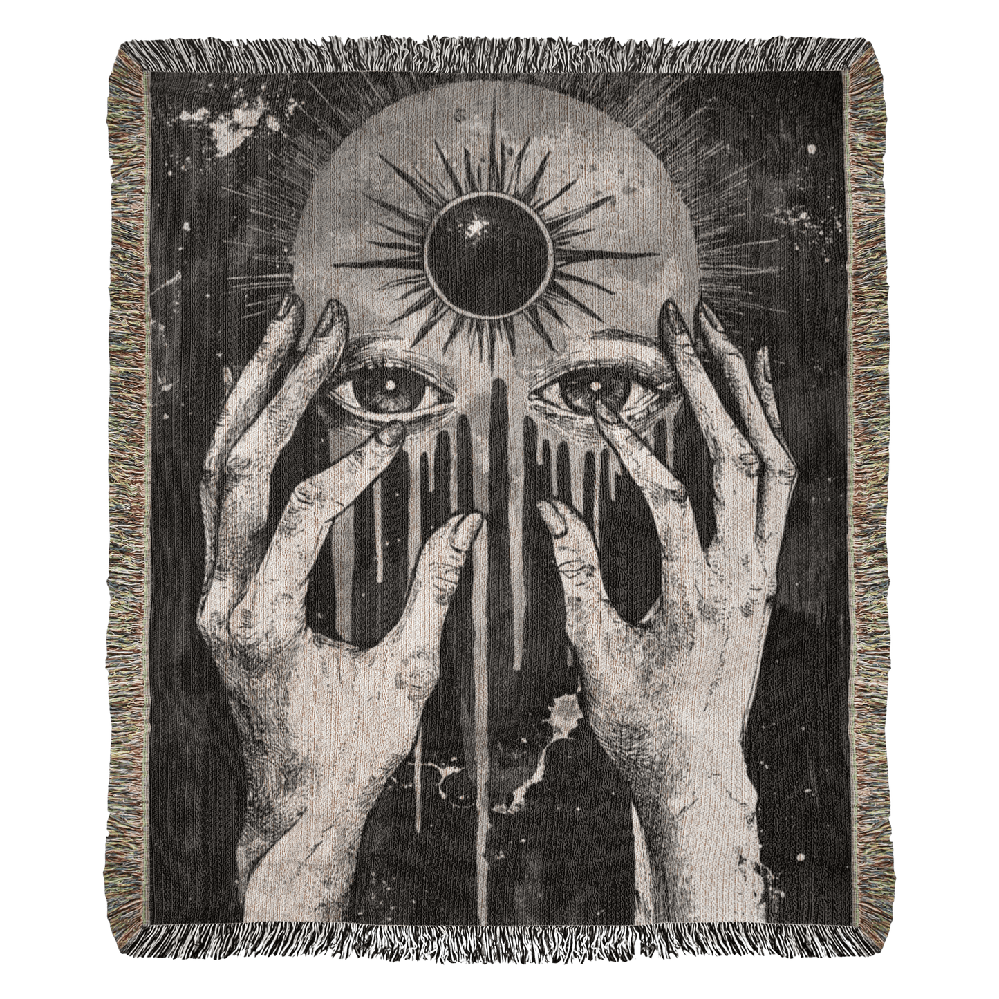 Veil of Sight Gothic Woven Tapestry Throw Blanket - darkloomone.shop