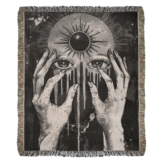 Veil of Sight Gothic Woven Tapestry Throw Blanket - darkloomone.shop